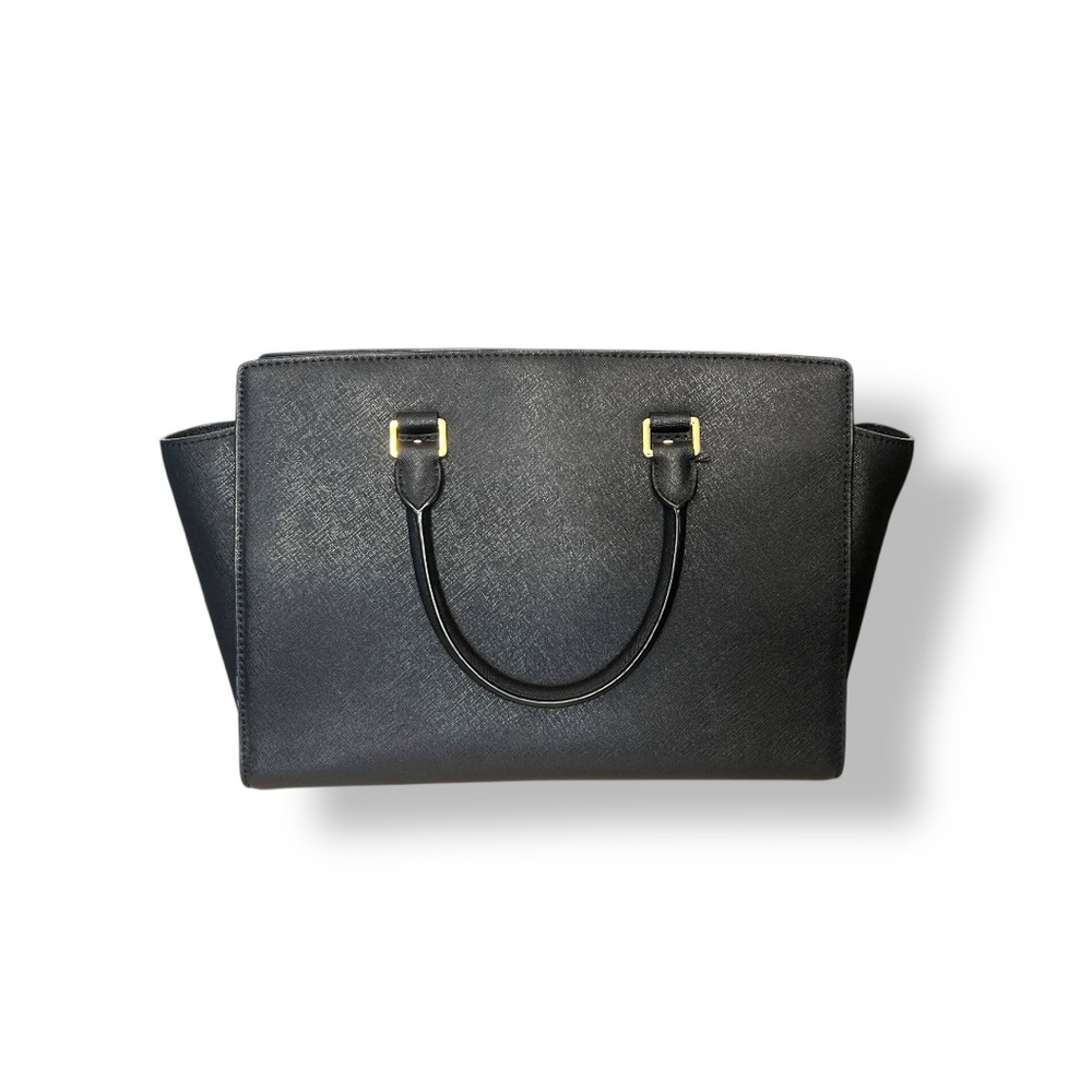 Michael Kors Saffiano Black Leather Selma Top Handle Bag, Crossbody - Picture 3 of 11